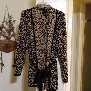 2X Lane Bryant Leopard Open-front Cardigan w belt